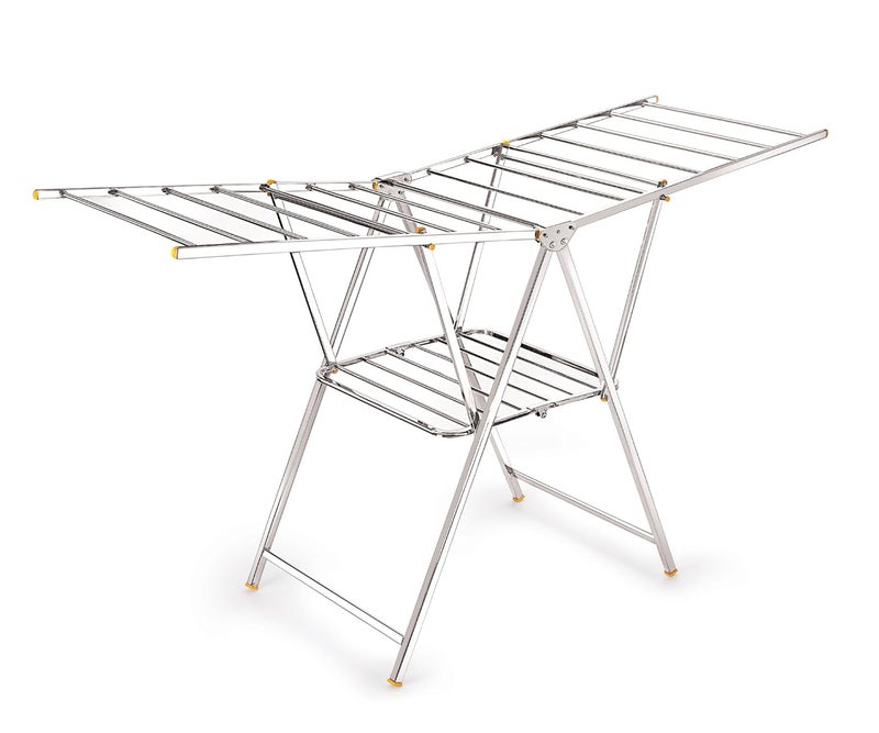 Priya Heavy Duty RustFree Stainless Steel Foldable Storage Cloth Drying StandClothes Dryer StandsLaundry Racks with for IndoorOutdoorBalcony Butterfly Model L72 inch W24 inch H36 inch - Image 1