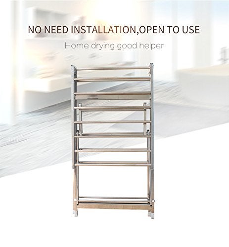 Priya Heavy Duty RustFree Stainless Steel Foldable Storage Cloth Drying StandClothes Dryer StandsLaundry Racks with for IndoorOutdoorBalcony Butterfly Model L72 inch W24 inch H36 inch - Image 5