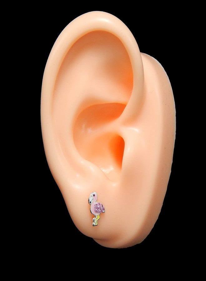 آيسروز أقراط مرصعة بفلامنجو وردي من الفضة الإسترليني عيار 925 (خالية من النيكل) 31402 - Image 2