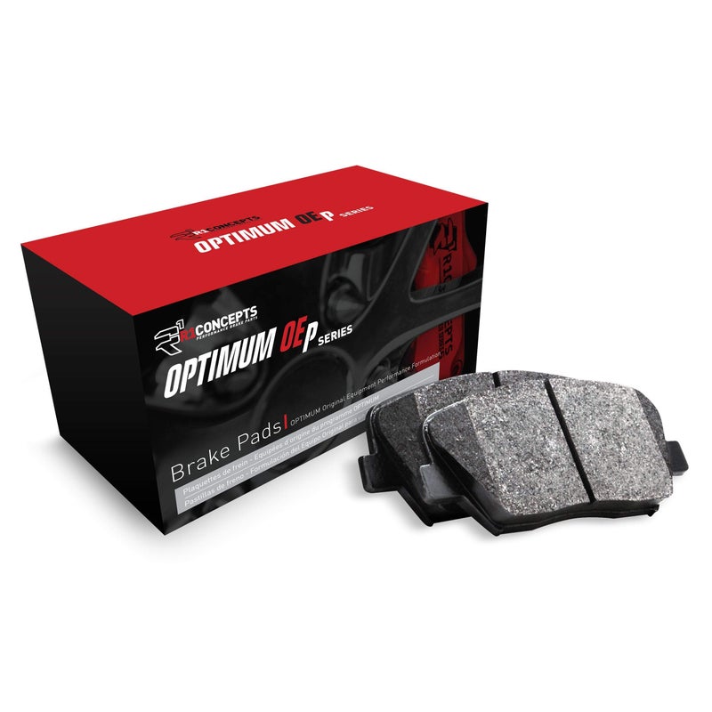 R1 Concepts Front Optimum OEp Series Brake Pads With Rubber Steel Rubber Shims Fits 20142020 Maserati Ghibli Fits only with 4 Piston Front calipers