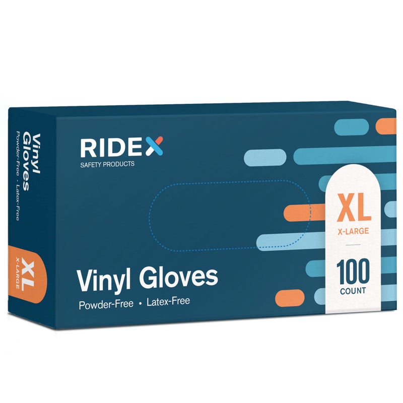 Ridex Disposable Gloves Latex-Free Clear Vinyl Gloves [100-Count] Powder-Free All-Purpose Gloves, Dispenser Box Gloves 100 Pieces - Size X-Large Glove Medical - Image 1