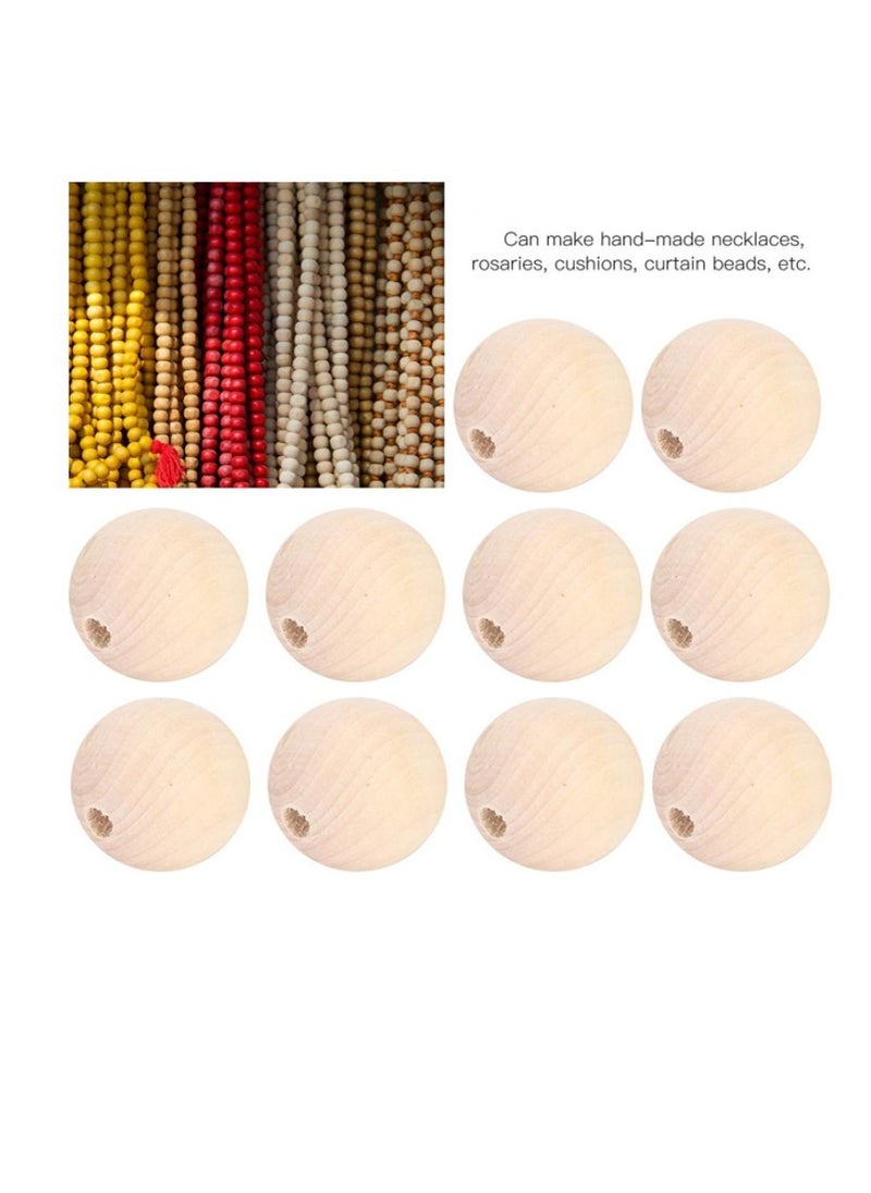 AIWANTO Natural Wooden Beads, Natural Round DIY Wooden Beads, Curtain Beads Rosary Beads for Family Friends Necklaces Necklaces(True color, 14mm-60pcs)  Natural Wooden Beads, Natural Round DIY Wooden Beads,  - Image 2