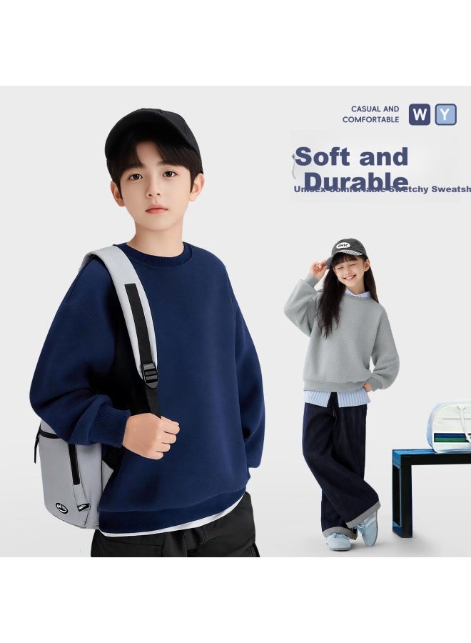 Pepco Boys' Pullover Sweatshirt Spring And Autumn Printed Long Sleeve Trendy Winter Mid-large Kids Base Layer Crew Neck Top Navy Blue 140 - Image 1