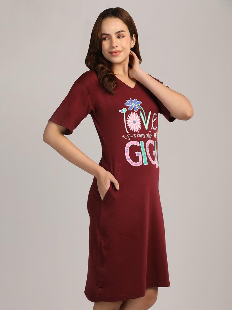 Duchess Mom T-Shirt Dress | Night Dress | Loose Fit | Pre and Post Pregnancy - Image 5
