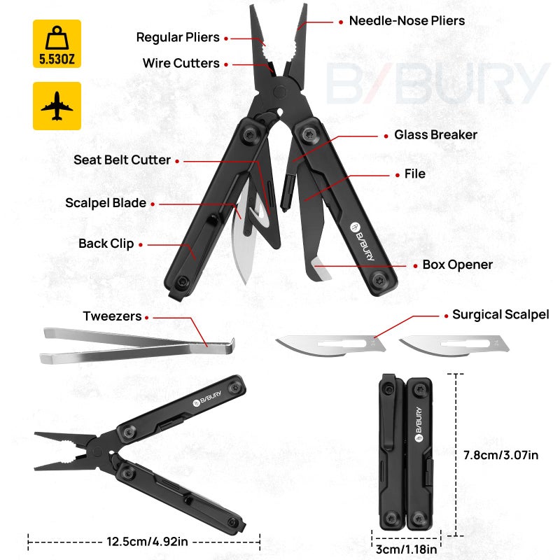 Bibury Mini Multitool Pliers Bi2051Ab  Mini Edc Multi Tool With Pocket Clip For Outdoor Survival  Anniversary Birthday Gifts For Men And Women  Gifts For Dad Husband Boyfriend  Essential Edc Gear Tool - Image 2