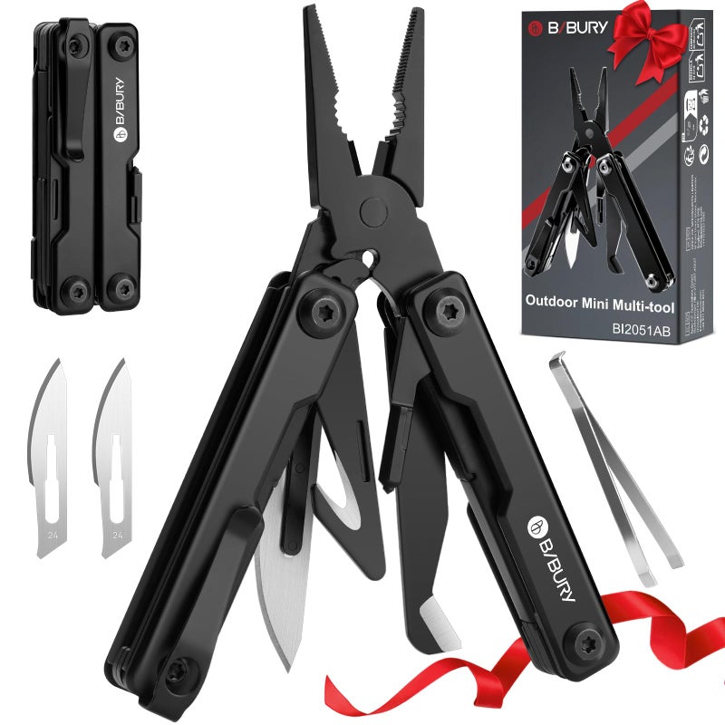 Bibury Mini Multitool Pliers Bi2051Ab  Mini Edc Multi Tool With Pocket Clip For Outdoor Survival  Anniversary Birthday Gifts For Men And Women  Gifts For Dad Husband Boyfriend  Essential Edc Gear Tool - Image 1