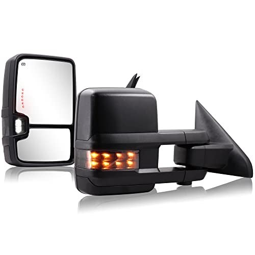 Sanooer Towing Mirror Compatible with 2009-2018 Dodge Ram 1500 2500 3500 Tow Mirrors Power Adjusted Glass Heated with Turn Signal Light Puddle Lamp Temperature Sensor Extendable (Smoke lens) - Image 1