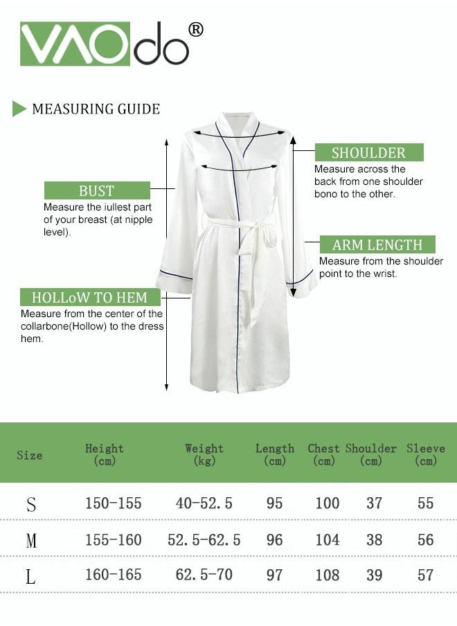 VAOdo - Women's Bathrobe Light Luxury Ice Silk Satin Cooling Nightgown Wrapping Design Breathable Skin-friendly Bathrobe White - Image 1