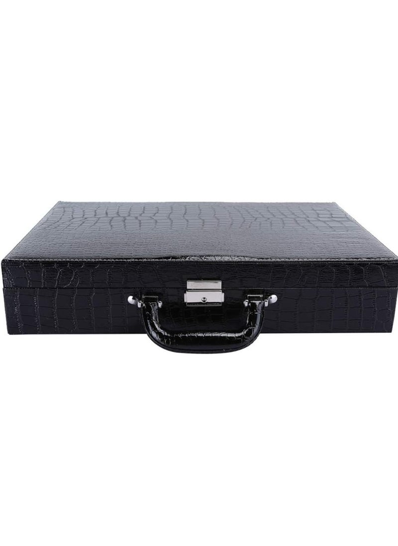 Generic - 24 Grid Black Leather Suitcase Display Storage Box Storage Box Clock - Image 1