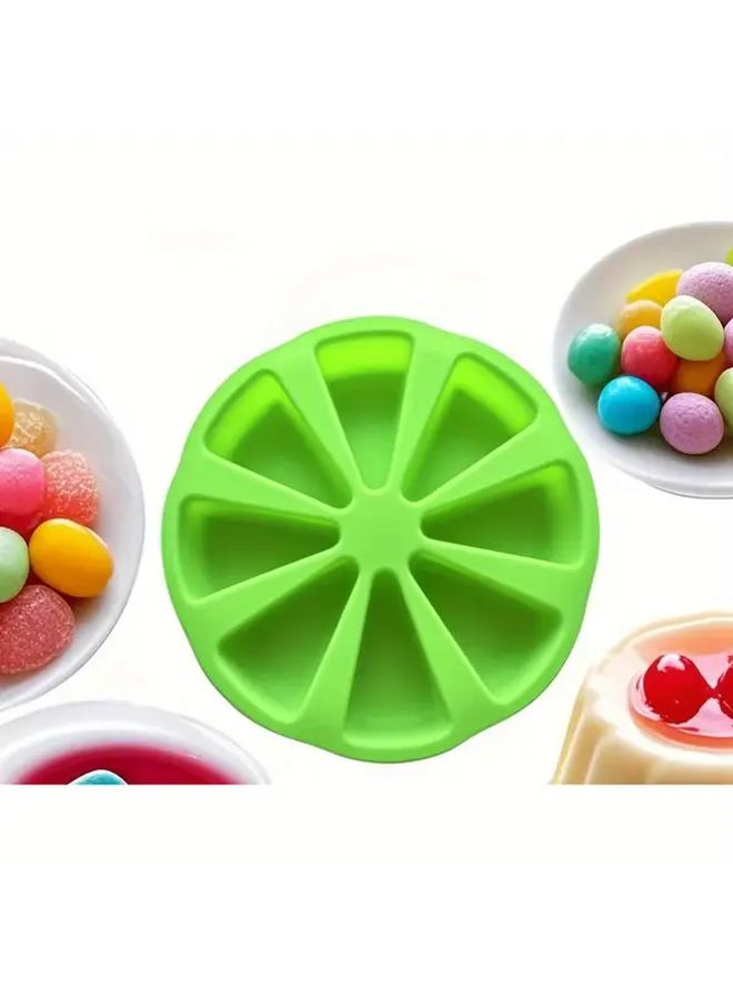Green Silicone Mold For Round Lemon Slices With 8 Fan Grooves For Jelly Chocolate Ice - Image 2