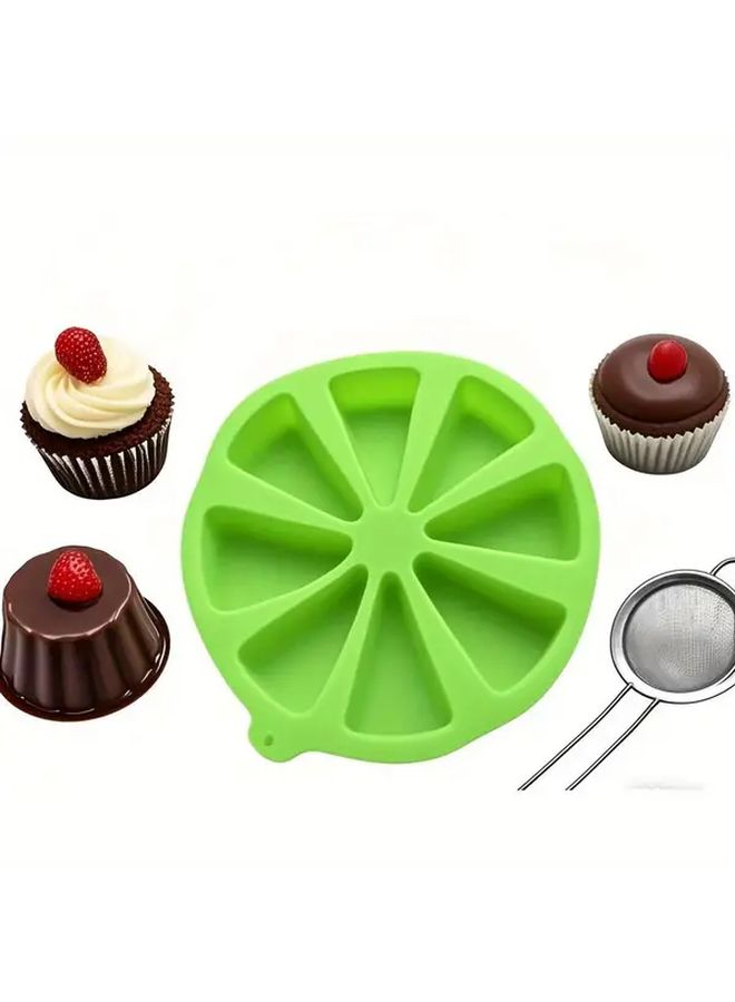 Green Silicone Mold For Round Lemon Slices With 8 Fan Grooves For Jelly Chocolate Ice - Image 3