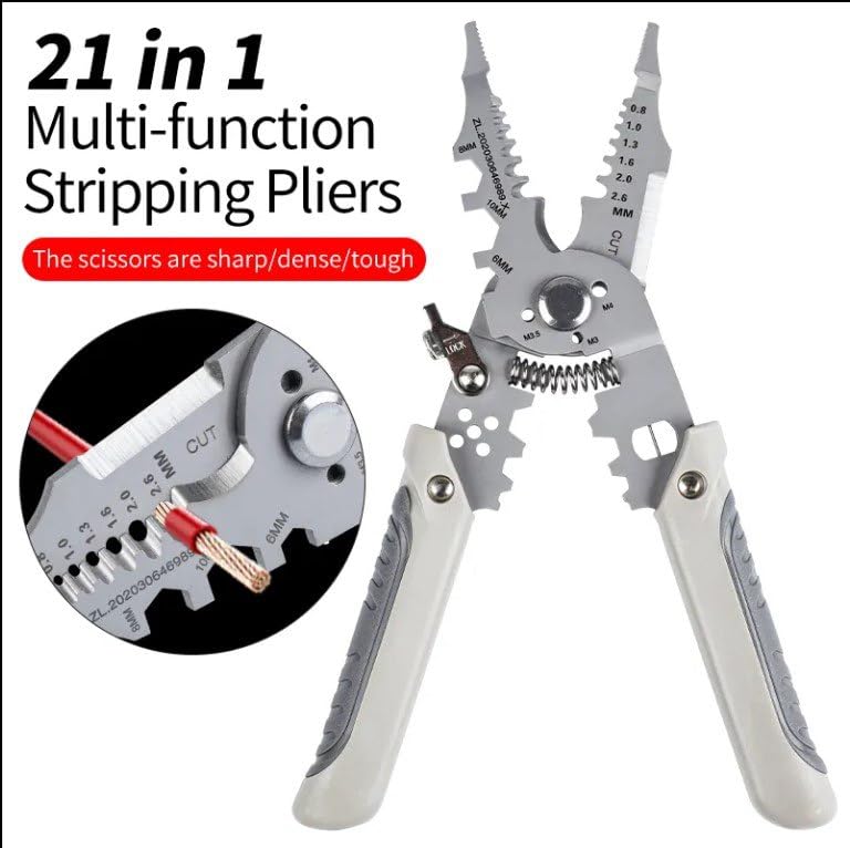 XBEY Multifunctional Wire Stripper and Cutter Crimping Tool Wire Stripper Crimping Plier Cable Cutter MultiPurpose Wire Stripper Crimping Tool 21 in 1 Wire Stripper - Image 3
