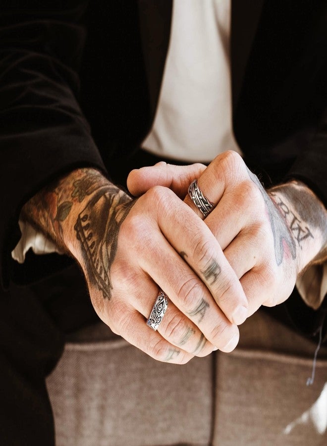 FEYIR 12 Pcs Vintage Rings for Men Adjustable Punk Gothic Viking Feather Angel Wings Snake Mask Rings Set, Adjustable, Metal, No Gemstone - Image 3