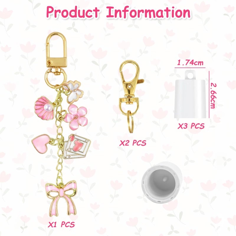 Maoolmht Keychain Cap Compatible with Summer Fridays 0.5 oz Lip Balm, 3 Pack Lip Gloss Keychain Compatible with LANGIGE 0.35 oz Lip Balm (Pink Bow) - Image 2
