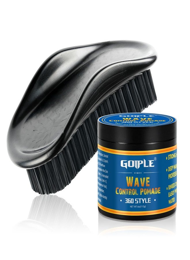 Goiple Wave Pomade 360 Greasy Pomade Wave Styler Brush Great for Wolfing, Boar Bristle Beard & Wave Brush for Barbers & Daily Use, Styling Set for Men 360 Easy Wash 360 Wave Training Hair Cream - Image 1