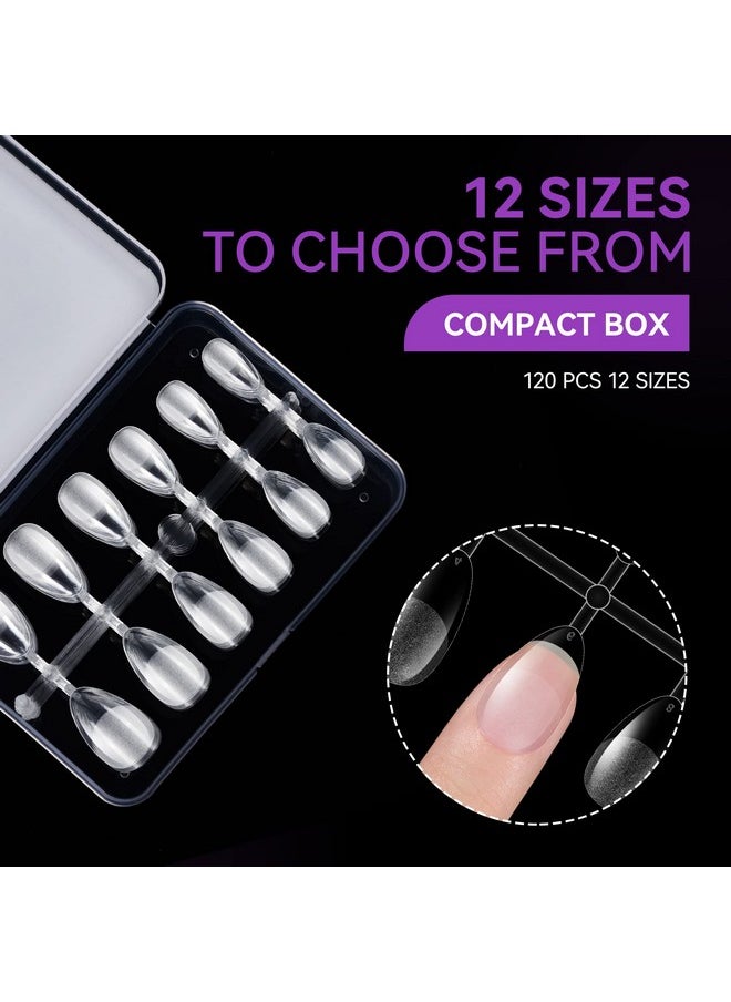gelike ec Extra Short Almond Nail Tips: 120Pcs Soft Gel Tips For Full Cover Gel X Nail Tips Pre Etched - Pmma Resin Clear False Nails 12 Sizes  - Image 2