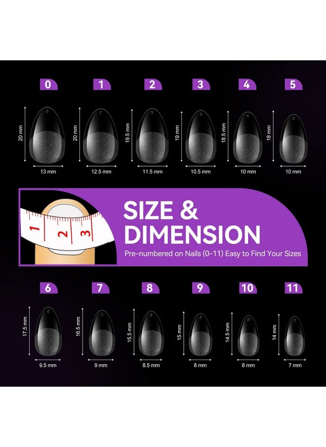 gelike ec Extra Short Almond Nail Tips: 120Pcs Soft Gel Tips For Full Cover Gel X Nail Tips Pre Etched - Pmma Resin Clear False Nails 12 Sizes  - Image 3