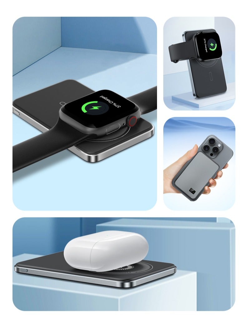 ه البركة [5000 مللي أمبير] بنك طاقة 3 في 1 فائق النحافة بقوة 20 وات بتقنية PD مع شحن لاسلكي مغناطيسي (هاتف، ساعة، سماعات أذن) - تصميم Magsafe نحيف - Image 5