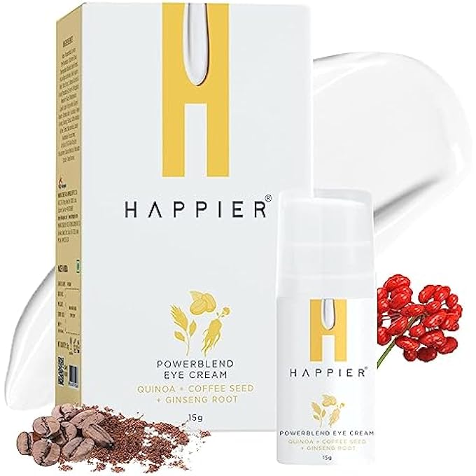 HAPPIER Powerblend Eye Cream | Reduce Fine Lines And Puffiness Around Eyes | Prevents Signs of Ageing, Lightens Dark Circles | Enriched with Vitamin C and other Natural Ingredients | All Skin Types - Image 1