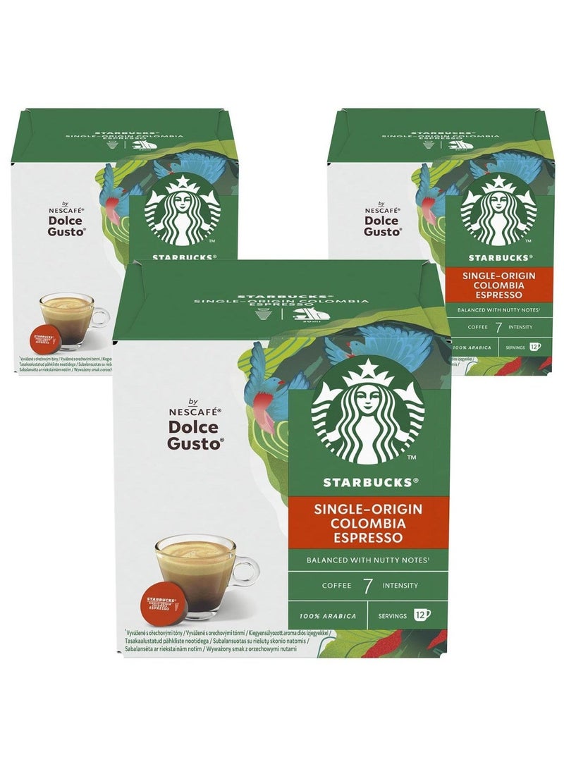 Starbucks Dolce Gusto Espresso Single Origin Coffee Colombia 12 Capsules 66g Pack of 3 - Image 2