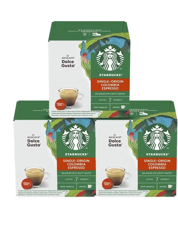 Starbucks Dolce Gusto Espresso Single Origin Coffee Colombia 12 Capsules 66g Pack of 3 - Image 1