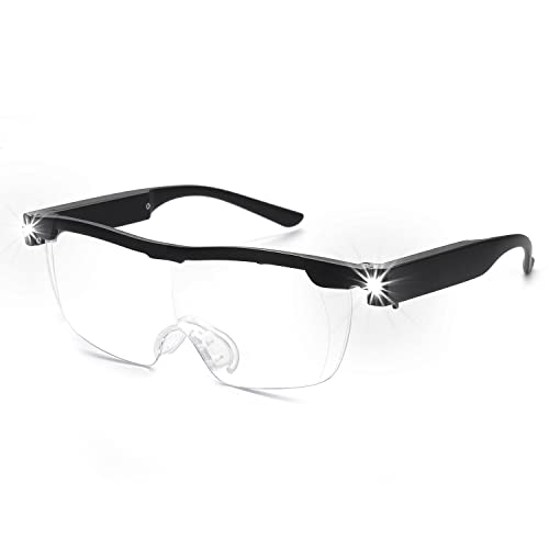 OKH 200% Magnifying Glasses with Light, Rechargeable LED Lighted Magnification Eyeglasses, Bright Sight Hands Free Magnifier Glasses for Close Work, Craft, Jewellers, Reading, Hobby - Image 1