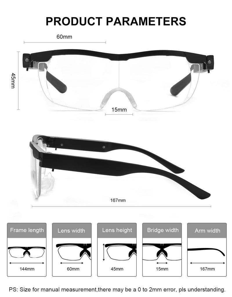 OKH 200% Magnifying Glasses with Light, Rechargeable LED Lighted Magnification Eyeglasses, Bright Sight Hands Free Magnifier Glasses for Close Work, Craft, Jewellers, Reading, Hobby - Image 4