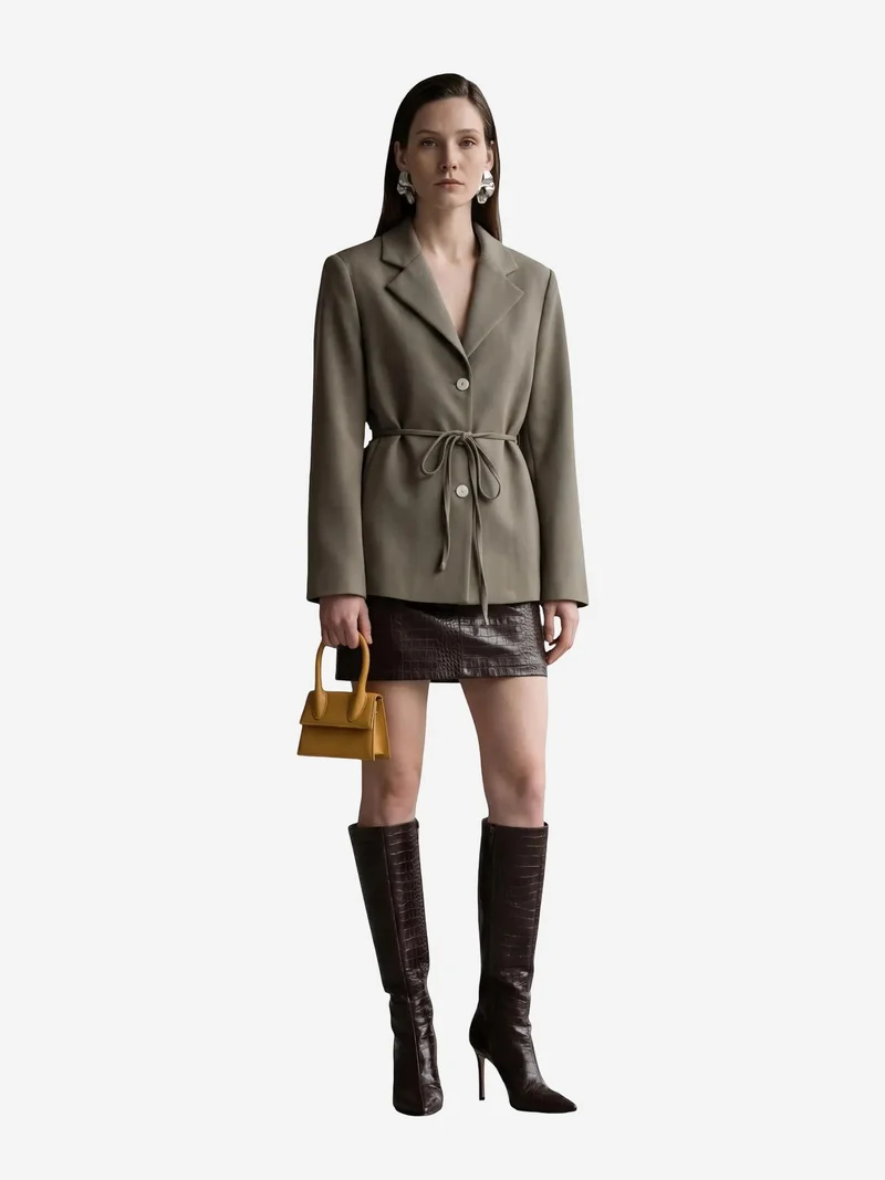 ماي فاشن MY FASHION Tie Detail Crepe Blazer Jacket