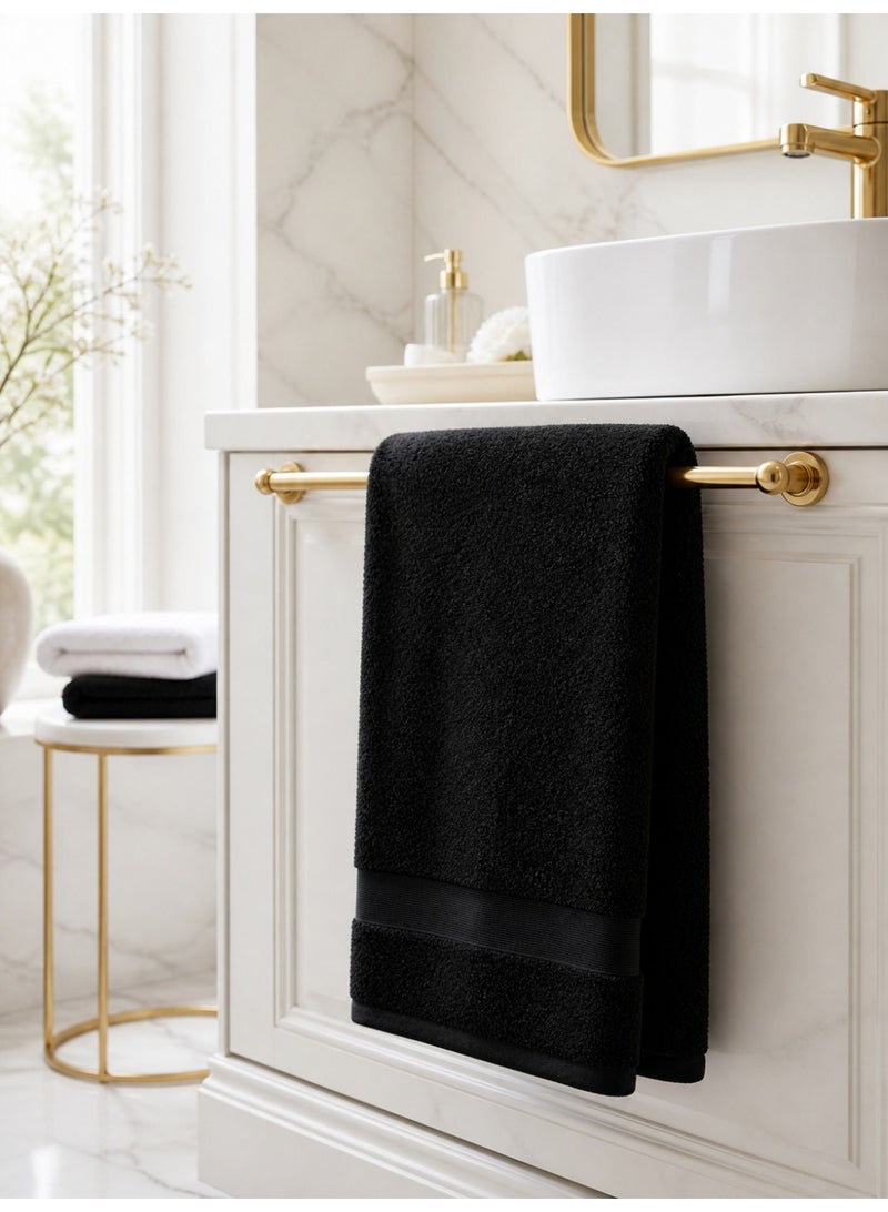 TM HOME Hand Towel, 100 x 50 cm, 100% Natural Cotton, Soft and Highly Absorbent, Quick Dry, Premium Hotel Quality, Black - Image 1
