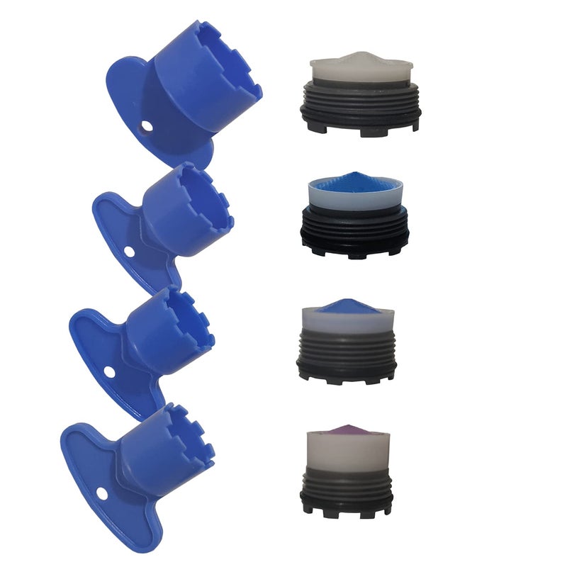4 Pack Faucet Replacement Part Insert Filter 4 Pack Removal Wrench Tool Aerators Water Saving Flow Restrictor Set for Sink Tap Aerators M165 185 215 24 4Size 12GPM15GPM18GPM22GPM