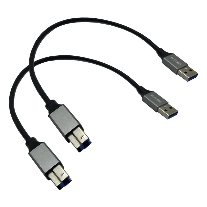 سريع التجميع والتركيب كابل USB 3.0 من Seadream (عبوة من 2) (كابل USB 3، كابل USB 3.0 من النوع A إلى B)؛ كابل USB B، كابل طابعة USB 3.0 من النوع A ذكر إلى النوع B ذكر بطول 30 سم تخزين طويل الأمد - Image 1