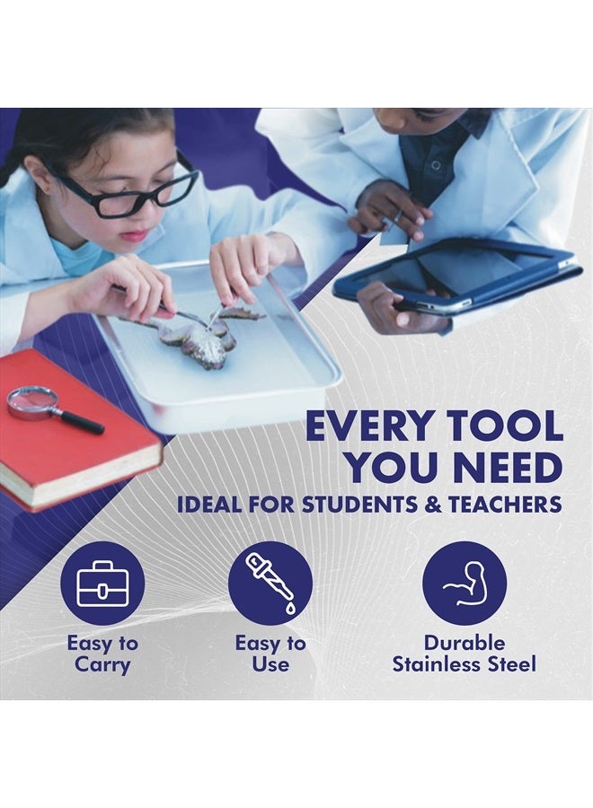 DR Instruments 61936PCT Precision Dissection Kit - 25-Piece Biology Kit - 8 Stainless Steel Instruments - Extra Blades & T-Pins - Biology Students & Faculty - Autoclavable Case in Assorted Colors - Image 3