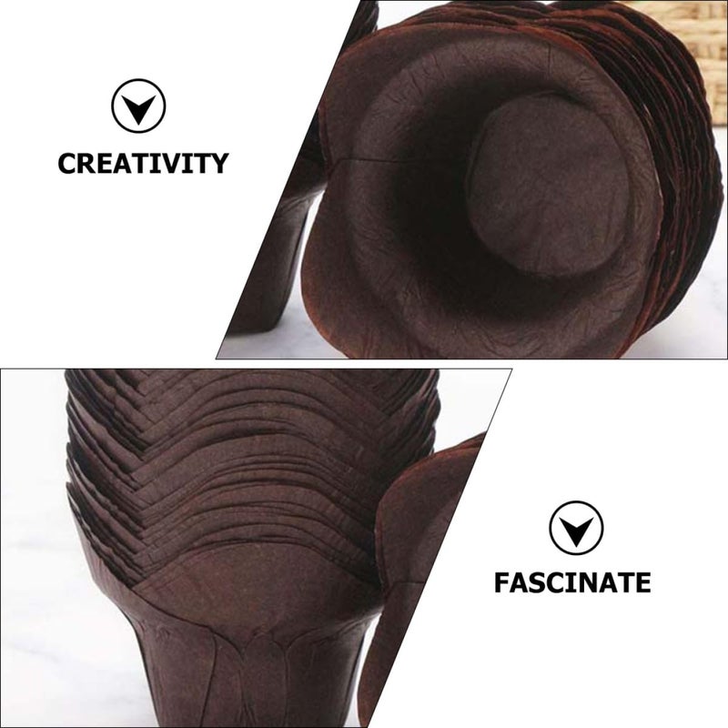 Coffee Greaseproof Muffin Liners 100pcs Lotus Style Baking Cups for Home - Image 4