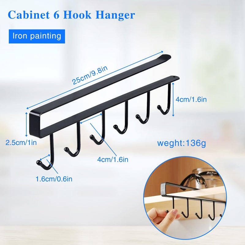 PRAMANTA Kitchen Cabinet Hook HangerCabinet HangerMug Cup Holder RackUnder Shelf Cup HolderUtensil RackTie Hook HangerMug Holder Under Cabinet Rack Shelf6 Hook Coffee Cup Mug Holder 1 - Image 3