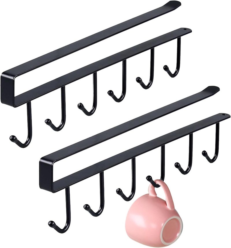 PRAMANTA Kitchen Cabinet Hook HangerCabinet HangerMug Cup Holder RackUnder Shelf Cup HolderUtensil RackTie Hook HangerMug Holder Under Cabinet Rack Shelf6 Hook Coffee Cup Mug Holder 1 - Image 1