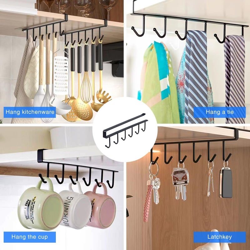 PRAMANTA Kitchen Cabinet Hook HangerCabinet HangerMug Cup Holder RackUnder Shelf Cup HolderUtensil RackTie Hook HangerMug Holder Under Cabinet Rack Shelf6 Hook Coffee Cup Mug Holder 1 - Image 5