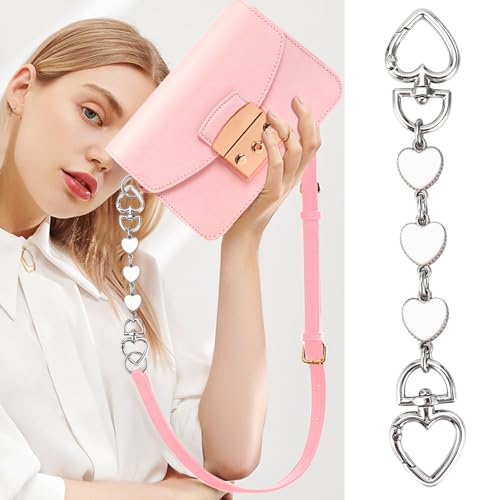 ZLSPTK 2Pcs Purse Extender Chain Silver Bag Extender Chain Heart Moon Purse Strap Extenders White Purses Strap Replacement Crossbody Bags Accessories for Women Bag Charms for Handbag Purses Making Supplies - Image 5