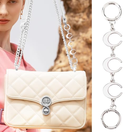 ZLSPTK 2Pcs Purse Extender Chain Silver Bag Extender Chain Heart Moon Purse Strap Extenders White Purses Strap Replacement Crossbody Bags Accessories for Women Bag Charms for Handbag Purses Making Supplies - Image 3
