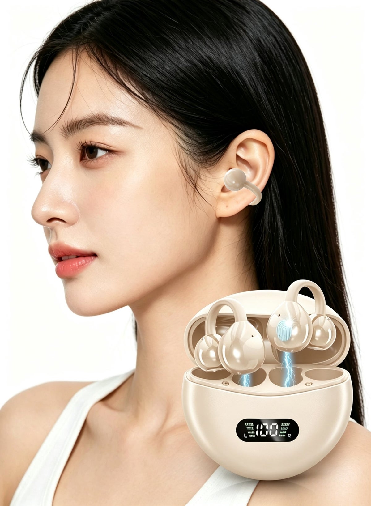 apluynm Apluynm Ear Clip Earbuds Mini Open Ear Headphones Z94F2450BE9B66BBB0CF1Z