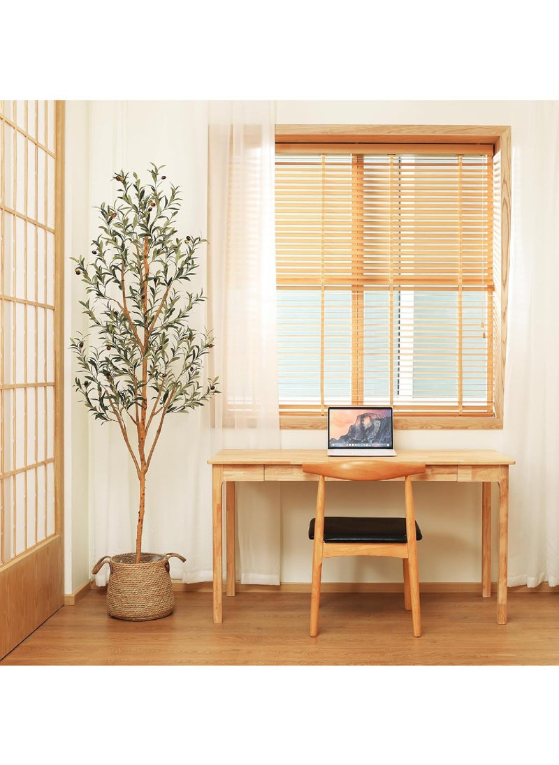 Rock Pow Artificial Olive Tree 6FT（180CM） Tall Faux Silk Plant for Home Office Decor Indoor Fake Potted Tree with Wood Branches and Fruits  - Image 3