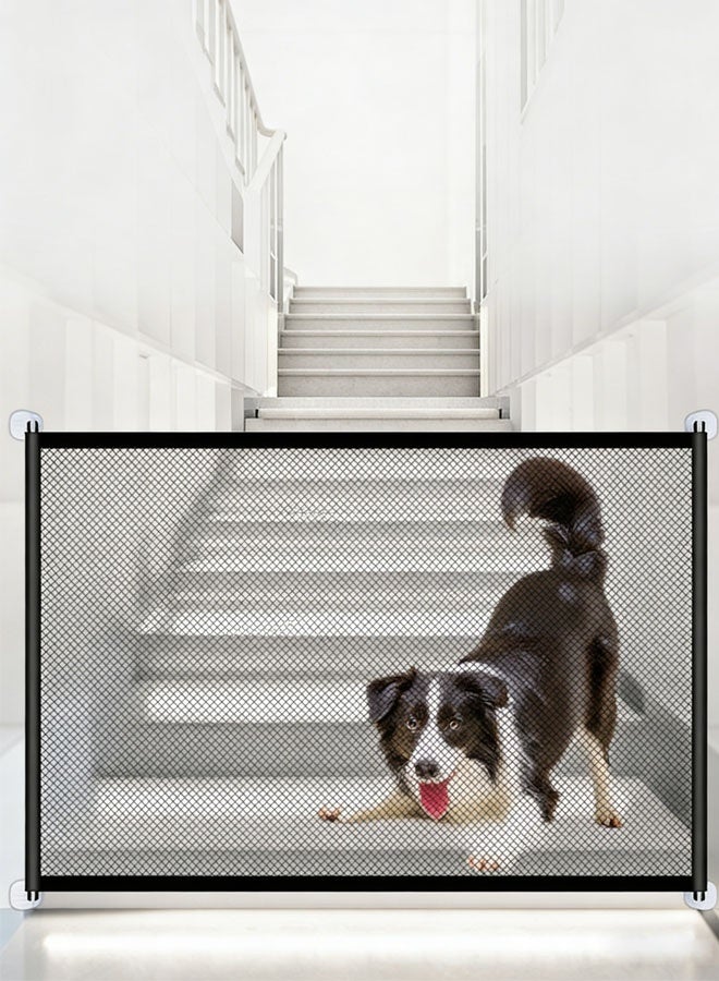 سياج للحيوانات الأليفة، بوابة للحيوانات الأليفة، قطعتان من شبكة عزل الكلاب، شبكة أمان واسعة للغاية للأطفال والحيوانات الأليفة، سياج عزل للحيوانات الأليفة، سياج أمان حاجز للكلاب، بوابات أمان للأطفال لممرات السلالم، بوابة للكلاب، بوابة للقطط للداخل والخارج (أسود) - Image 3