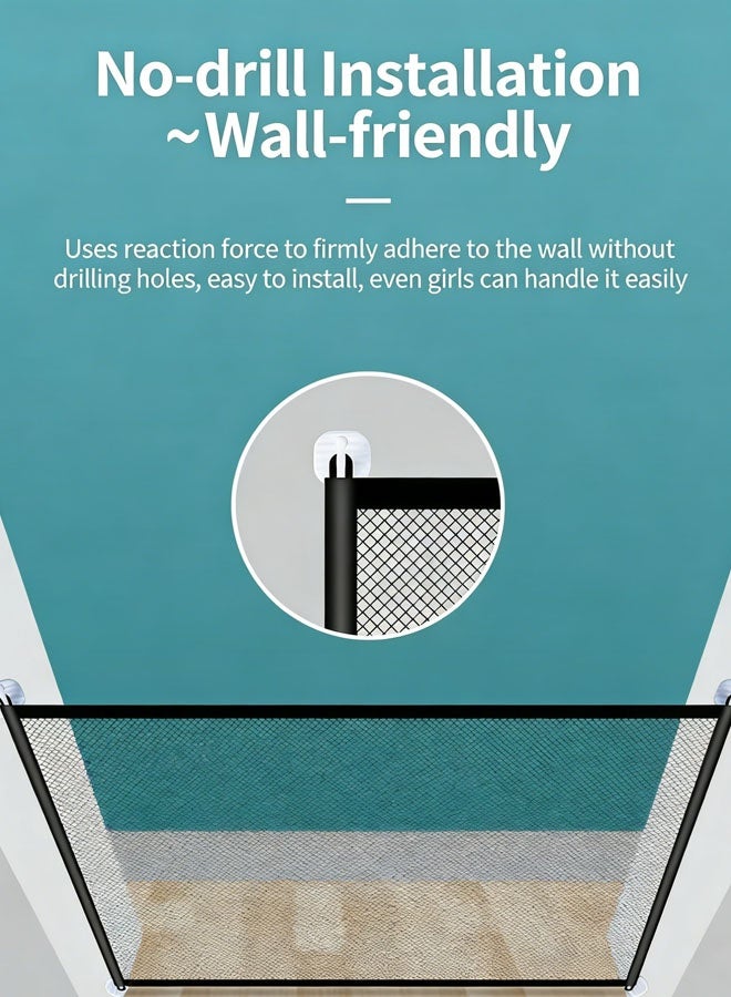 سياج للحيوانات الأليفة، بوابة للحيوانات الأليفة، قطعتان من شبكة عزل الكلاب، شبكة أمان واسعة للغاية للأطفال والحيوانات الأليفة، سياج عزل للحيوانات الأليفة، سياج أمان حاجز للكلاب، بوابات أمان للأطفال لممرات السلالم، بوابة للكلاب، بوابة للقطط للداخل والخارج (أسود) - Image 5