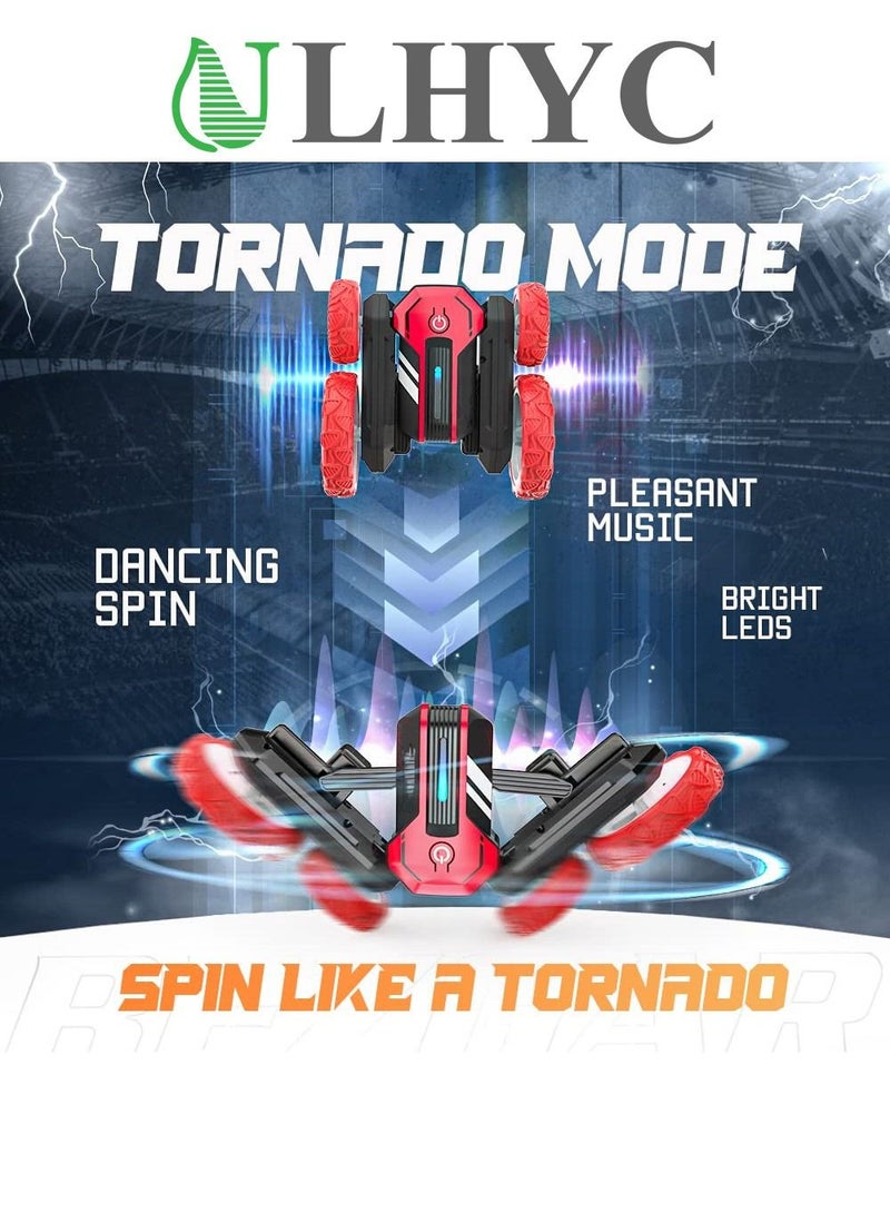 ULHYC Rotatable With Bright Lights Outdoor All Terrain Rechargeable Toy Double Sided Remote Control Stunt Car  - Image 2