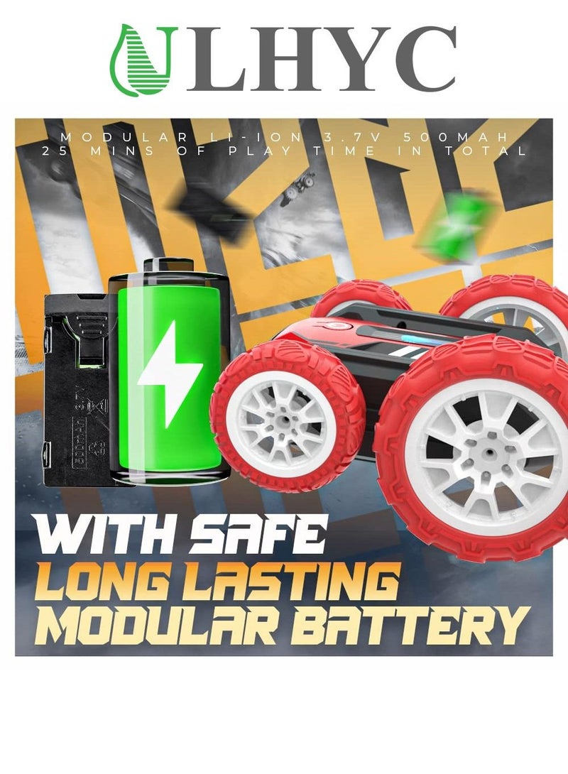 ULHYC Rotatable With Bright Lights Outdoor All Terrain Rechargeable Toy Double Sided Remote Control Stunt Car  - Image 3