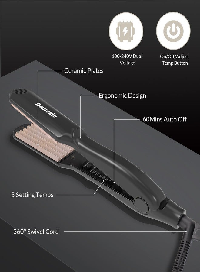Dmriektu Hair Crimper for Volumizing Fluffy Hairstyle, Crimper Hair Iron with Ceramic Plates, Crimping Iron Tool for Women Girls Hair Waver Dual Voltage, Auto Off - Image 5
