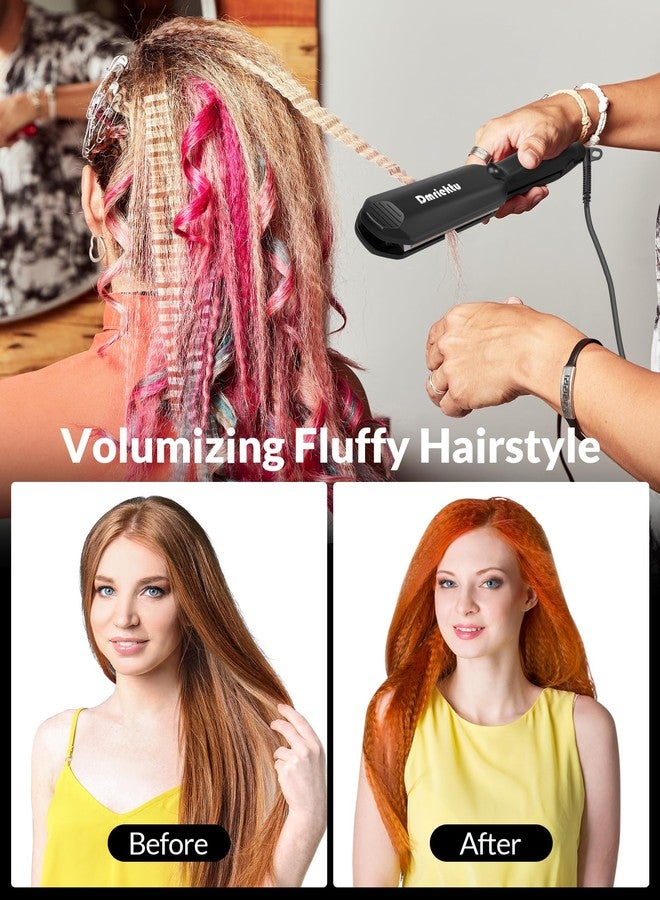 Dmriektu Hair Crimper for Volumizing Fluffy Hairstyle, Crimper Hair Iron with Ceramic Plates, Crimping Iron Tool for Women Girls Hair Waver Dual Voltage, Auto Off - Image 2