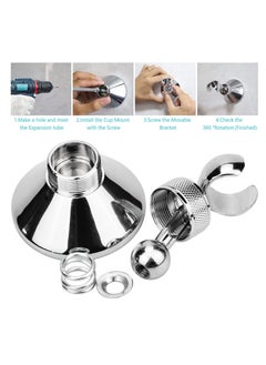 Y&D Shower Head Holder, Adjustable Removable Wall Bracket Zinc Alloy Bathroom Wand Mounted with Screw for Standard Handheld Hose  - Image 3