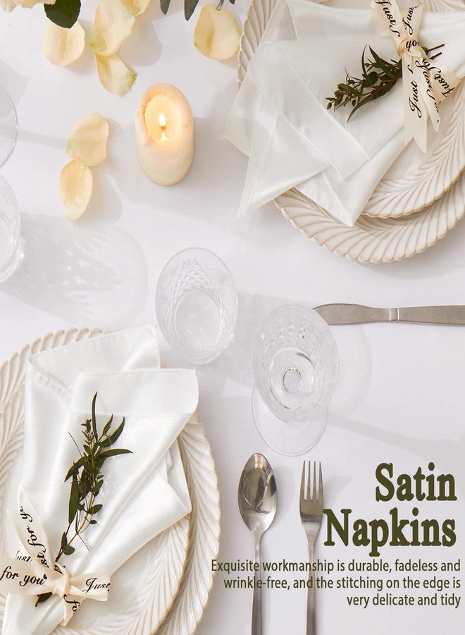Cobedzy 12 Pack Satin Table Cloth Napkins, 17x17 Inch White Silky Wedding Napkins Cloth Washable, Luxury Dining Table Cloth Napkins Set for Birthday Holiday Party Dinner Restaurant - Image 4