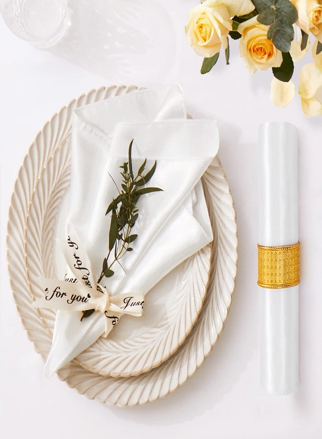 Cobedzy 12 Pack Satin Table Cloth Napkins, 17x17 Inch White Silky Wedding Napkins Cloth Washable, Luxury Dining Table Cloth Napkins Set for Birthday Holiday Party Dinner Restaurant - Image 5