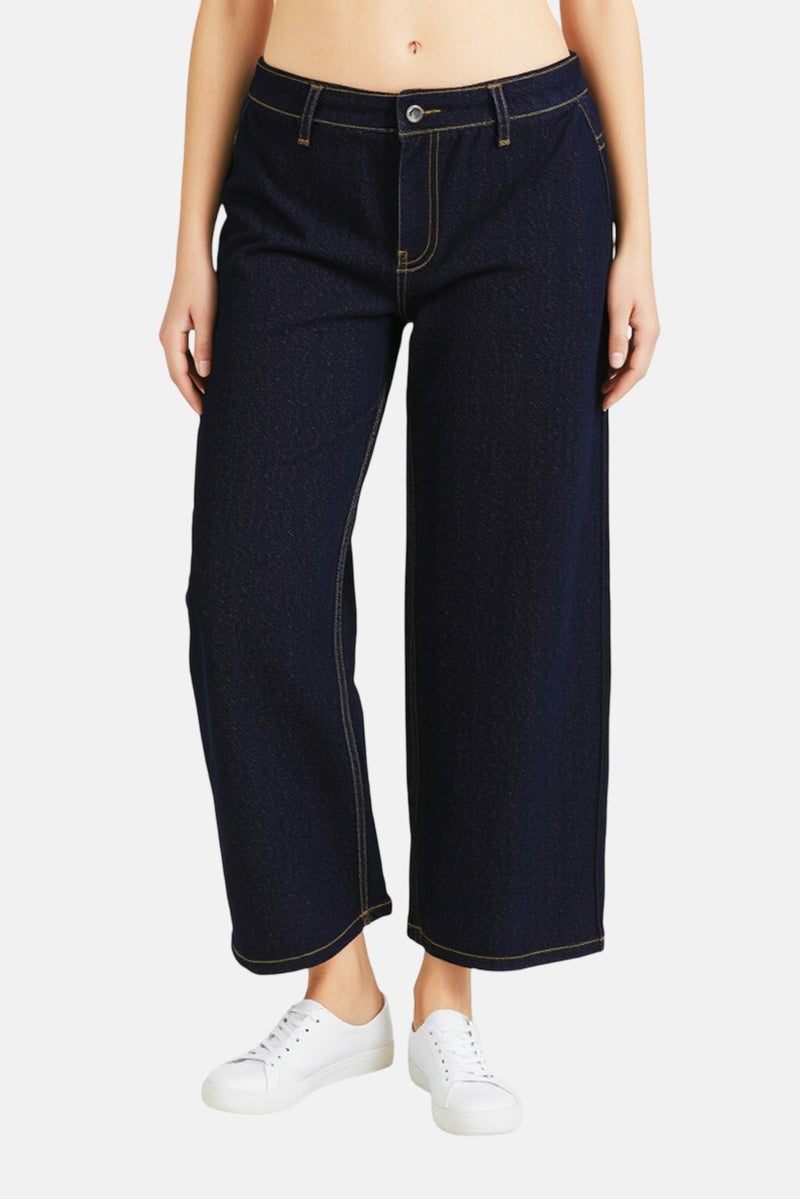 Only x Jdy Women Regular Fit Washed Non Stretchable Jeans, Navy Blue - Image 1